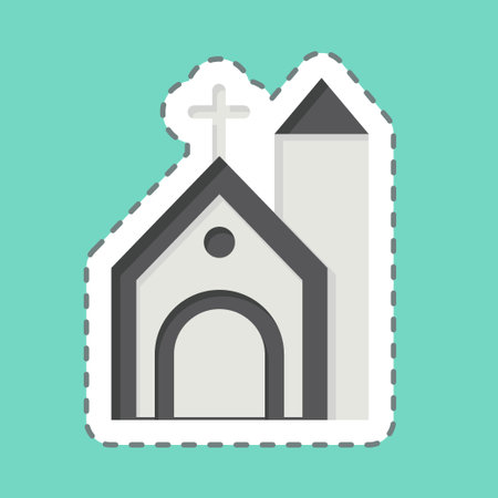 Sticker line cut Church. related to Celtic symbol. simple design editable. simple illustrationのイラスト素材