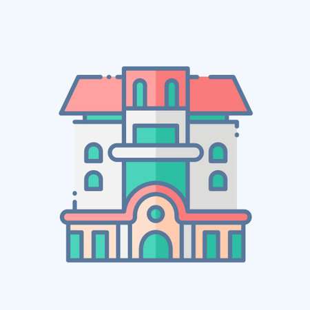 Icon Condominium. related to Accommodations symbol. doodle style. simple design editable. simple illustrationのイラスト素材