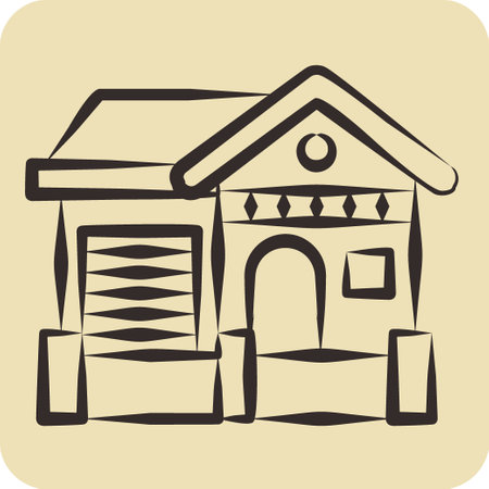 Icon Cottage. related to Accommodations symbol. hand drawn style. simple design editable. simple illustrationのイラスト素材