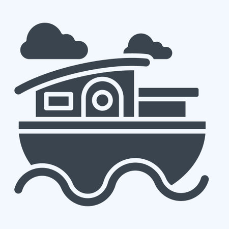 Icon House Boat. related to Accommodations symbol. glyph style. simple design editable. simple illustrationのイラスト素材
