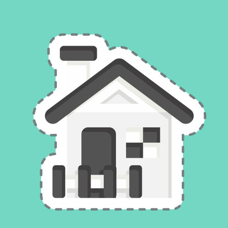 Sticker line cut Cabin. related to Accommodations symbol. simple design editable. simple illustrationのイラスト素材