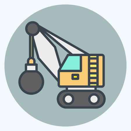 Icon Demolition Crane. related to Construction Vehicles symbol. color mate style. simple design editable. simple illustrationのイラスト素材