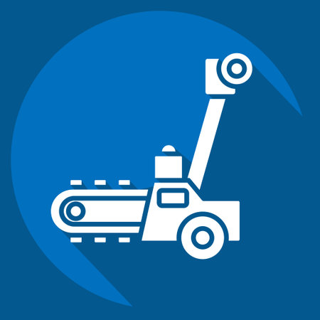 Icon Trencher. related to Construction Vehicles symbol. long shadow style. simple design editable. simple illustrationのイラスト素材