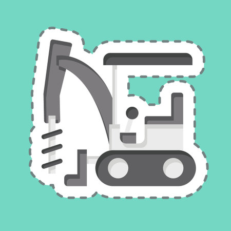 Sticker line cut Excavator Auger Drive. related to Construction Vehicles symbol. simple design editable. simple illustrationのイラスト素材
