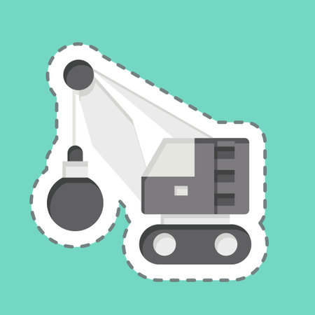 Sticker line cut Demolition Crane. related to Construction Vehicles symbol. simple design editable. simple illustrationのイラスト素材