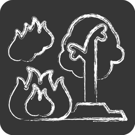 Icon Forest Fires. related to Nuclear symbol. chalk Style. simple design editable. simple illustrationのイラスト素材