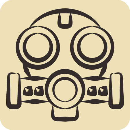 Icon Mask. related to Nuclear symbol. hand drawn style. simple design editable. simple illustrationのイラスト素材