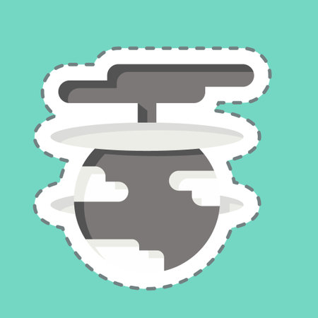 Sticker line cut Destroy The World. related to Nuclear symbol. simple design editable. simple illustrationのイラスト素材