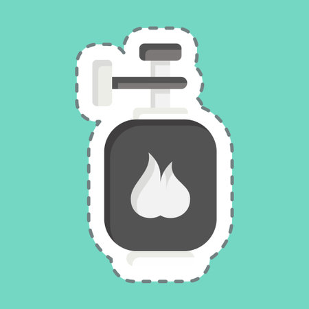 Sticker line cut Gas Tank. related to Nuclear symbol. simple design editable. simple illustrationのイラスト素材