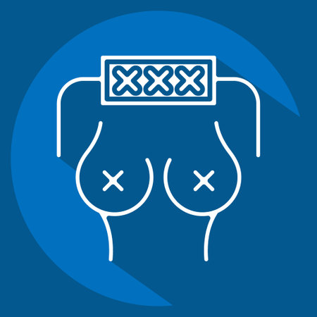 Icon Porn. related to Addiction Dictionary symbol. long shadow style. simple design editable. simple illustrationのイラスト素材