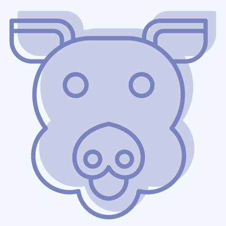 Icon Pig. related to Animal symbol. two tone style. simple design editable. simple illustrationのイラスト素材