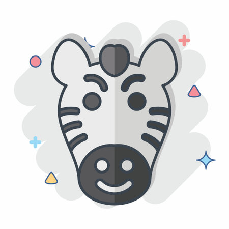 Icon Zebra. related to Animal symbol. comic style. simple design editable. simple illustrationのイラスト素材