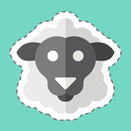 Sticker line cut Sheep. related to Animal symbol. simple design editable. simple illustrationのイラスト素材