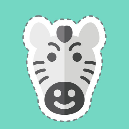 Sticker line cut Zebra. related to Animal symbol. simple design editable. simple illustrationのイラスト素材