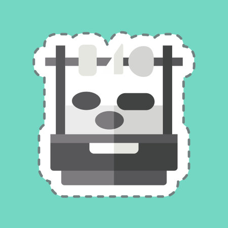 Sticker line cut Barbecue. related to Argentina symbol. simple design editable. simple illustrationのイラスト素材