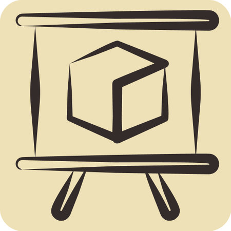 Icon 3D Presentation. related to 3D Visualization symbol. hand drawn style. simple design editable. simple illustrationのイラスト素材