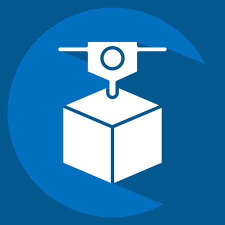 Icon 3D Printing. related to 3D Visualization symbol. long shadow style. simple design editable....