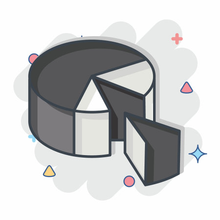 Icon Pie Chart. related to 3D Visualization symbol. comic style. simple design editable. simple illustrationのイラスト素材