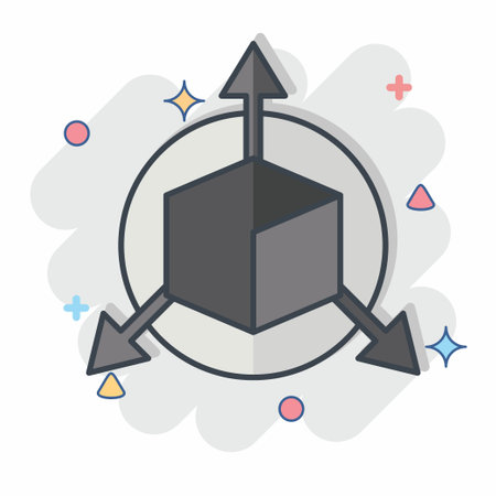 Icon Three Dimensional Object. related to 3D Visualization symbol. comic style. simple design editable. simple illustrationのイラスト素材