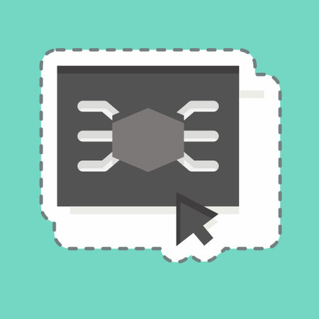 Sticker line cut Software. related to 3D Visualization symbol. simple design editable. simple illustrationのイラスト素材