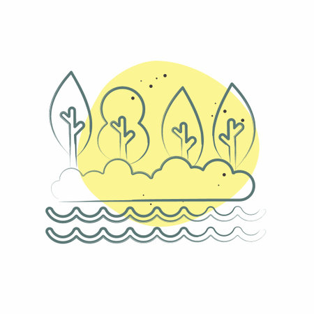 Icon Lake. related to Alaska symbol. Color Spot Style. simple design editable. simple illustrationのイラスト素材