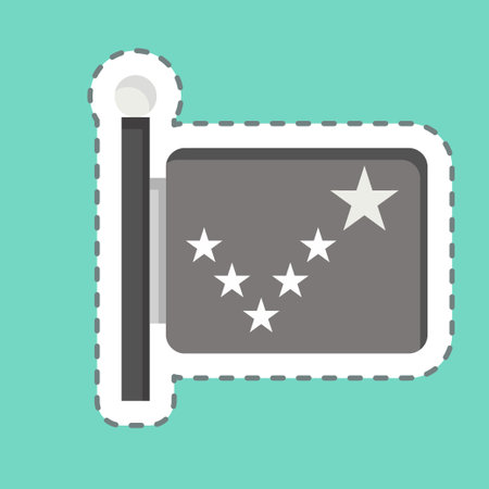 Sticker line cut Alaska Flag. related to Alaska symbol. simple design editable. simple illustrationのイラスト素材