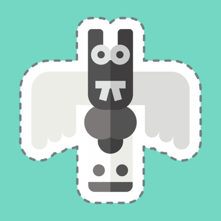 Sticker line cut Totem. related to Alaska symbol. simple design editable. simple illustrationのイラスト素材