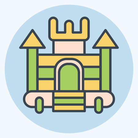 Icon Inflatable Castle. related to Amusement Park symbol. color mate style. simple design editable. simple illustrationのイラスト素材