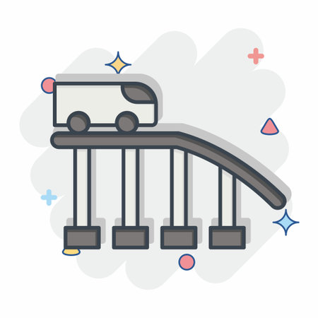 Icon Roller Coaster. related to Amusement Park symbol. comic style. simple design editable. simple illustrationのイラスト素材