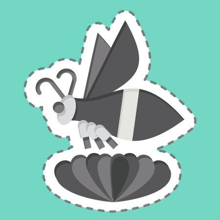 Sticker line cut Bee. related to Apiary symbol. simple design editable. simple illustrationのイラスト素材