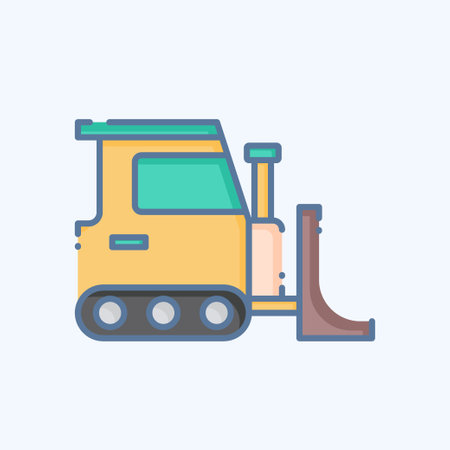 Icon Bulldozer. related to Building Material symbol. doodle style. simple design editable. simple illustrationのイラスト素材