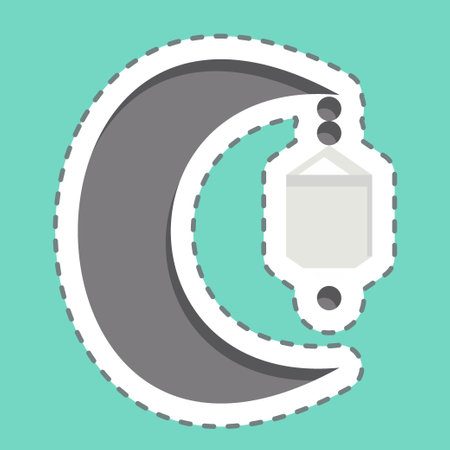 Sticker line cut Crescent Moon. related to Saudi Arabia symbol. simple design editable. simple illustrationのイラスト素材