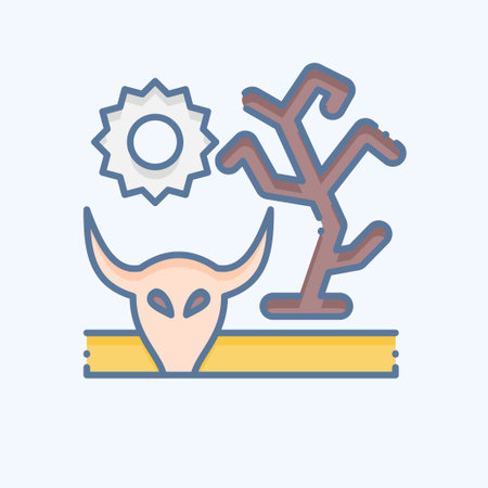 Icon Drought. related to Climate Change symbol. doodle style. simple design editable. simple illustrationのイラスト素材