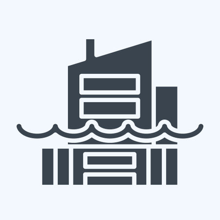 Icon Sea Level Rise. related to Climate Change symbol. glyph style. simple design editable. simple illustrationのイラスト素材