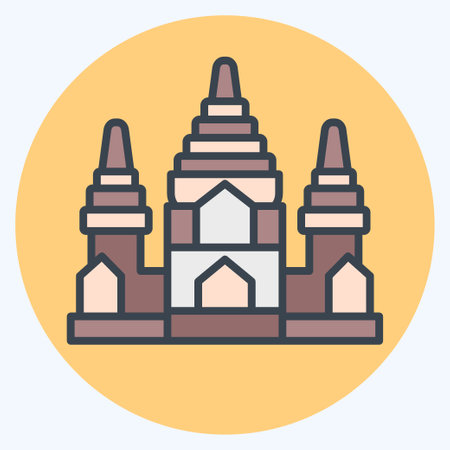 Icon Angkor Wat. related to Cambodia symbol. color mate style. simple design editable. simple illustrationのイラスト素材