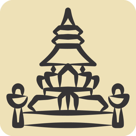 Icon King Norodom Stupa. related to Cambodia symbol. hand drawn style. simple design editable. simple illustrationのイラスト素材
