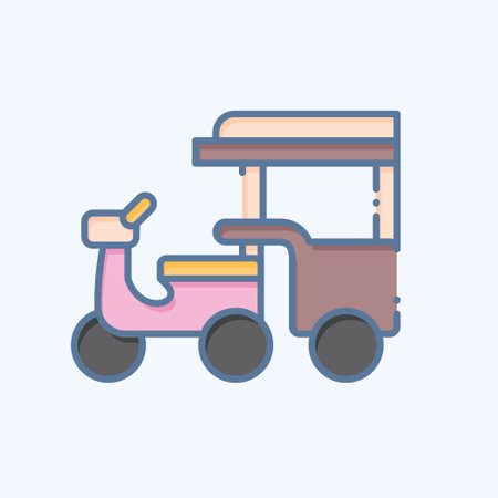 Icon Tuk Tuk. related to Cambodia symbol. doodle style. simple design editable. simple illustrationのイラスト素材