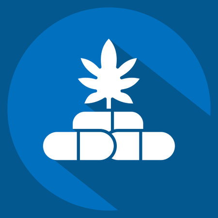 Icon CBD Capsules. related to Cannabis symbol. long shadow style. simple design editable. simple illustrationのイラスト素材