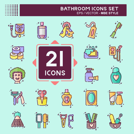 Icon Set Bathroom. related to Clinic symbol. MBE style. simple design editable. simple illustrationのイラスト素材