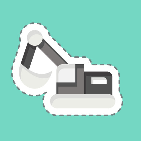 Sticker line cut Excavator. related to Mining symbol. simple design editable. simple illustrationのイラスト素材