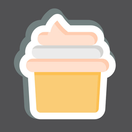Sticker Cupcake. related to Coffee symbol. simple design editable. simple illustrationのイラスト素材