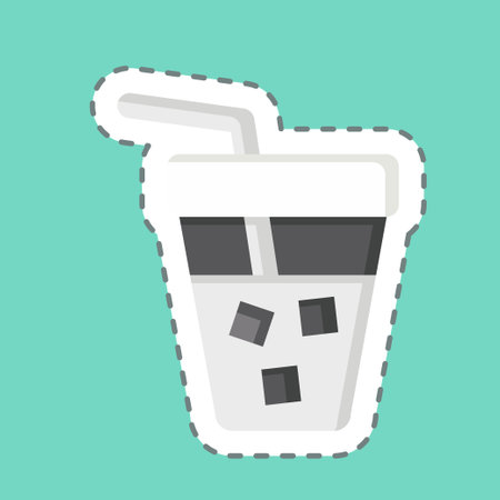 Sticker line cut Iced Coffee. related to Coffee symbol. simple design editable. simple illustrationのイラスト素材