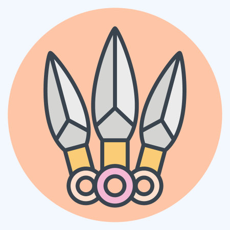 Icon Kunai. related to Ninja symbol. color mate style. simple design editable. simple illustrationのイラスト素材