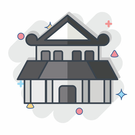 Icon Ninja House. related to Ninja symbol. comic style. simple design editable. simple illustrationのイラスト素材