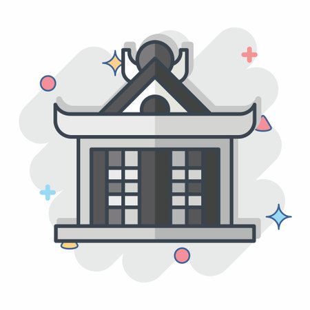 Icon Pavilion. related to Ninja symbol. comic style. simple design editable. simple illustrationのイラスト素材