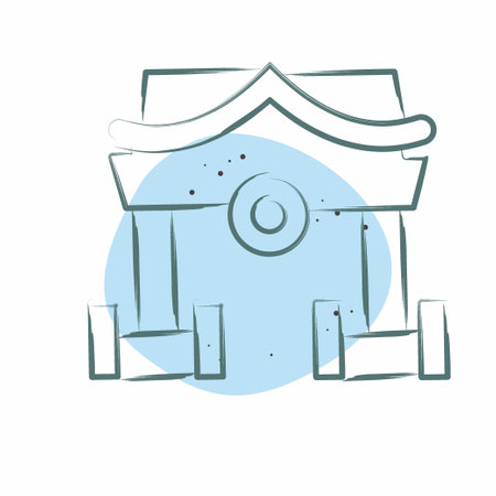Icon Shrine. related to Ninja symbol. Color Spot Style. simple design editable. simple illustrationのイラスト素材