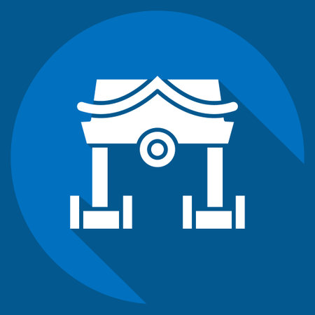 Icon Shrine. related to Ninja symbol. long shadow style. simple design editable. simple illustrationのイラスト素材
