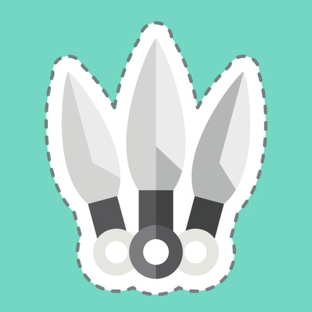 Sticker line cut Kunai. related to Ninja symbol. simple design editable. simple illustrationのイラスト素材