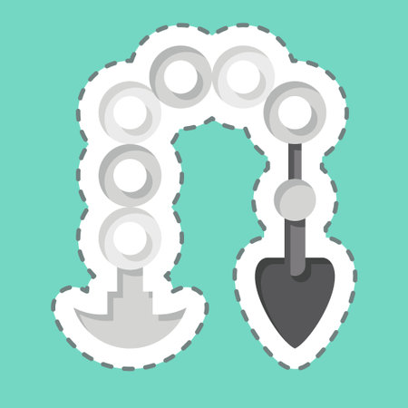 Sticker line cut Manriki Gusari. related to Ninja symbol. simple design editable. simple illustrationのイラスト素材