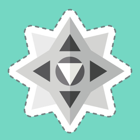 Sticker line cut Shuriken. related to Ninja symbol. simple design editable. simple illustrationのイラスト素材
